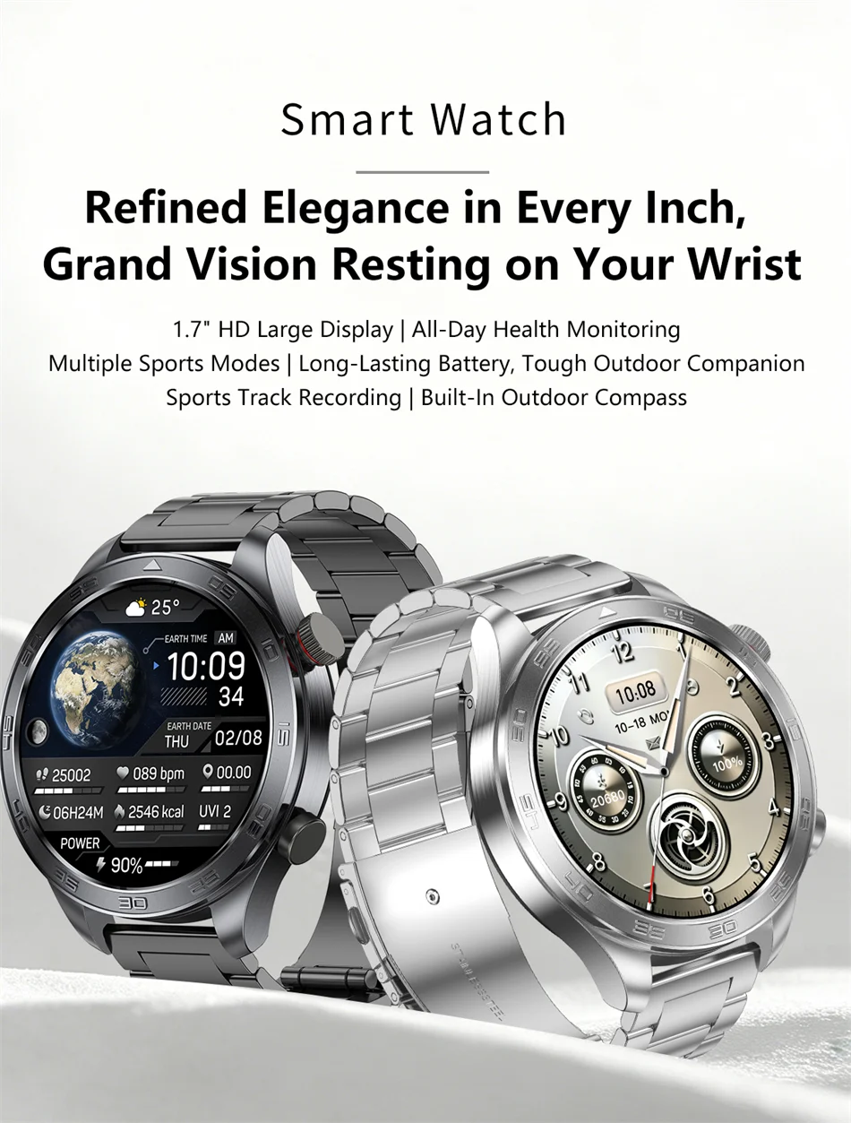 New GPS Track Smart Watch Men AMOLED Screen Outdoor Sports Fitness Heart Rate Compass IP68 Waterproof Bluetooth Call Smart Watch