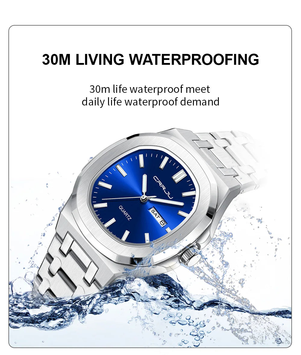 Watches for Men Analog Quartz Men's Wristwatch Luxury Casual Business Men's Watch Waterproof Stainless Steel Gift for Him
