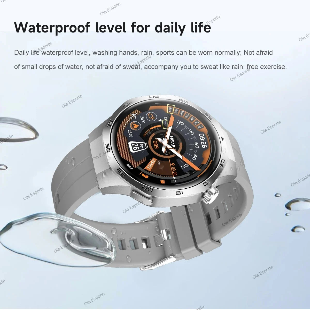 new smart watch  HD touch screen  smart notification 100+sports modes outdoor smartwatch 5ATM waterproof GPS track iPhone Ht22