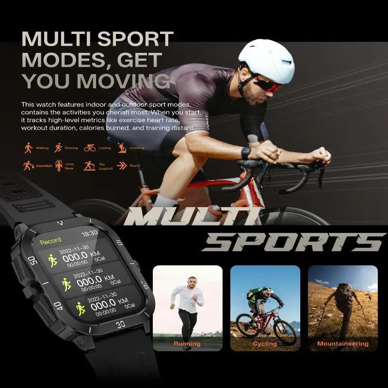 Men Sports Smart Watch 2.19'' Screen Blood Oxygen Bluetooth Talking Watch Multi Sports Modes IP67 Waterproof Outdoor Smart Watch