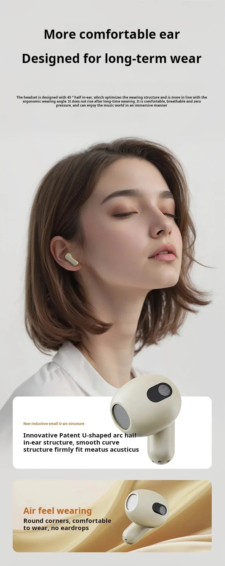 Wireless In-ear ANC Bluetooth Earbuds Noise Cancelling Long Battery Life Comfortable for Sports Music Sound Earphone With Mic