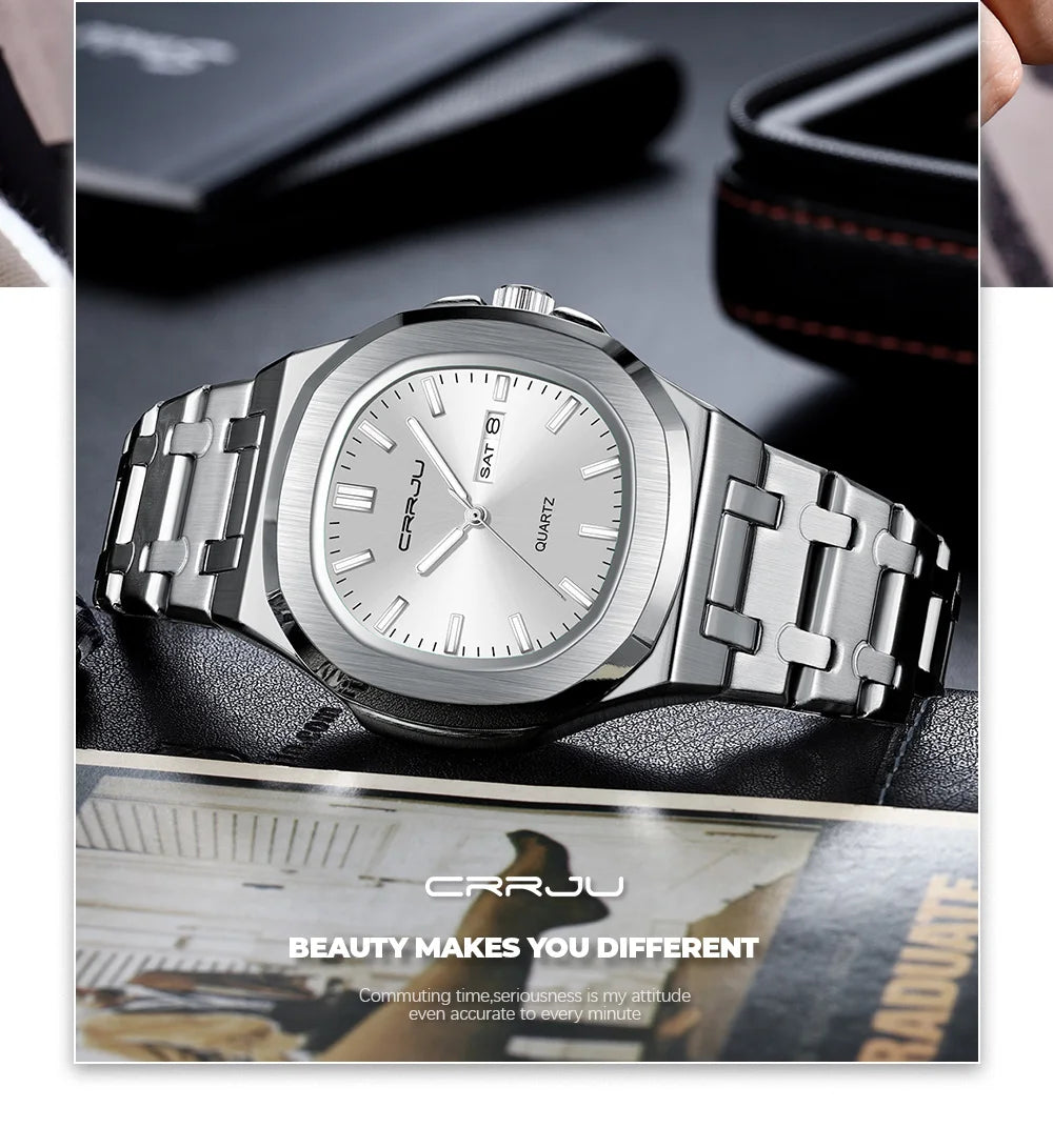 Watches for Men Analog Quartz Men's Wristwatch Luxury Casual Business Men's Watch Waterproof Stainless Steel Gift for Him