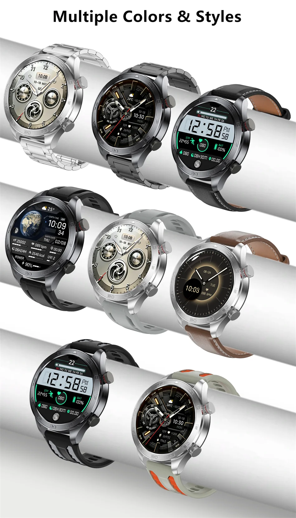 New GPS Track Smart Watch Men AMOLED Screen Outdoor Sports Fitness Heart Rate Compass IP68 Waterproof Bluetooth Call Smart Watch