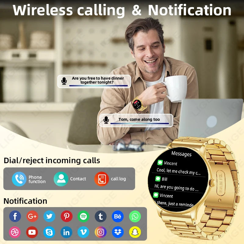 2026 Smart Watch For Men Bluetooth Call Heart Rate Health Monitoring Sports Fitness Watch IP68 Water Insistant Smartwatch Men