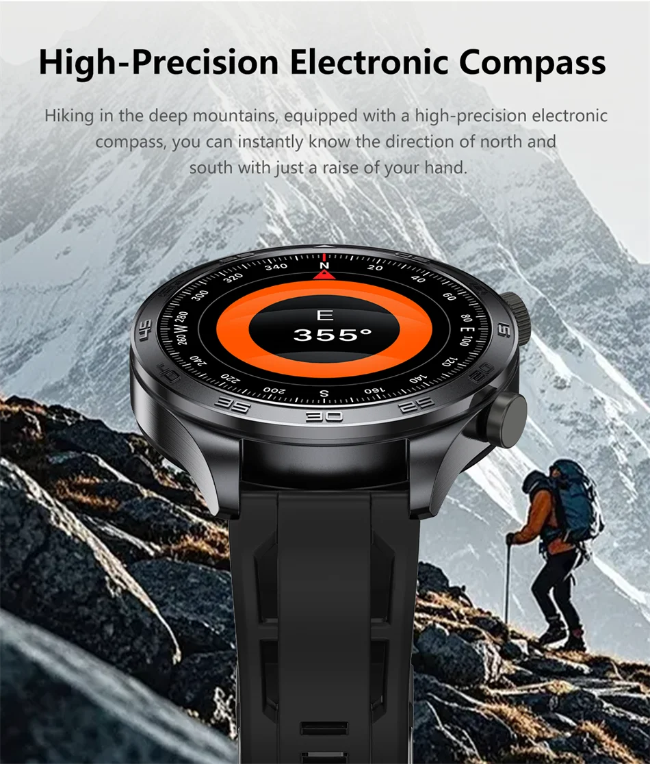 New GPS Track Smart Watch Men AMOLED Screen Outdoor Sports Fitness Heart Rate Compass IP68 Waterproof Bluetooth Call Smart Watch