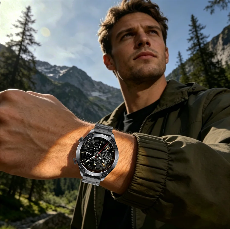 New GPS Track Smart Watch Men AMOLED Screen Outdoor Sports Fitness Heart Rate Compass IP68 Waterproof Bluetooth Call Smart Watch
