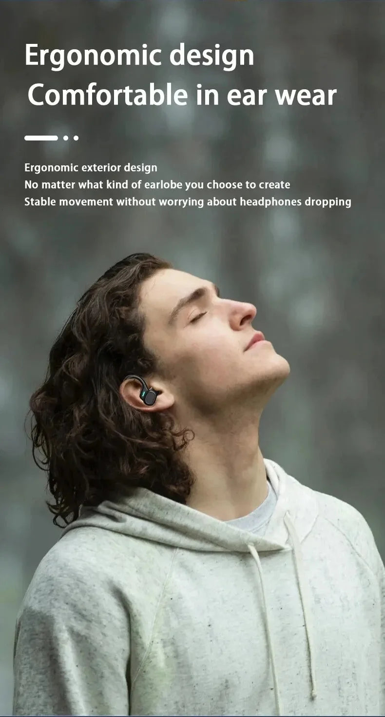 Wireless Earbuds Sport 5.3 Headphones with Noise Cancelling Mic 75H HiFi Stereo Over Ear Bud LED Display USB-C IPX6