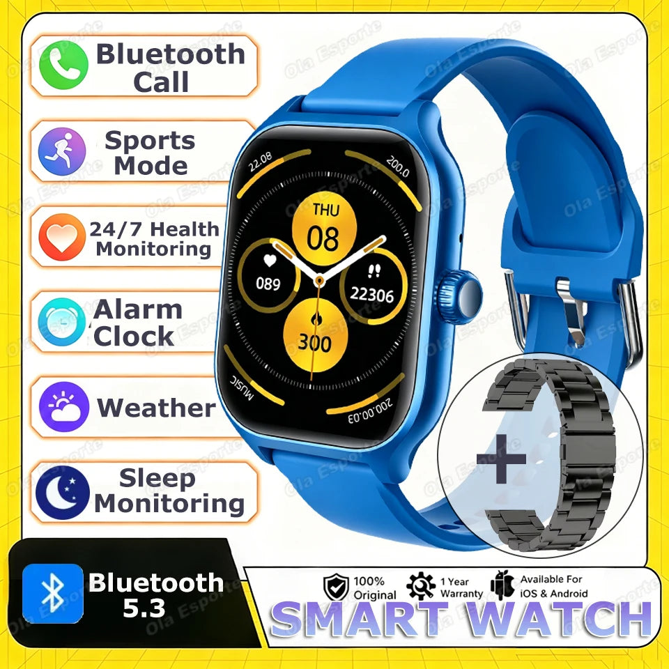 2026 New Smart Watch For Android IOS 2.01Inch Color Screen Bluetooth Call Blood Oxygen/Pressure Monitoring Smart Watch Women Men
