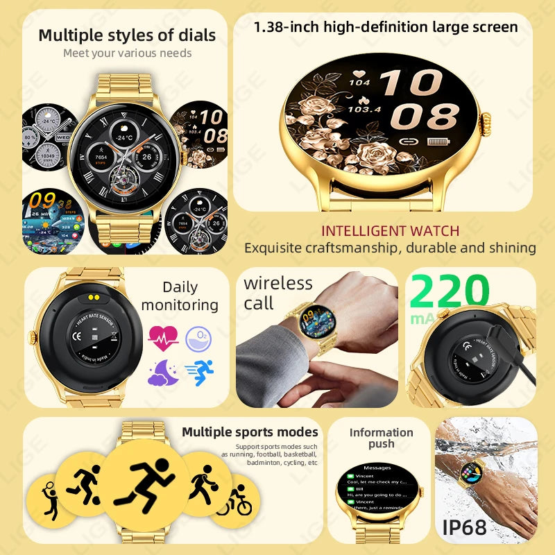 2026 Smart Watch For Men Bluetooth Call Heart Rate Health Monitoring Sports Fitness Watch IP68 Water Insistant Smartwatch Men