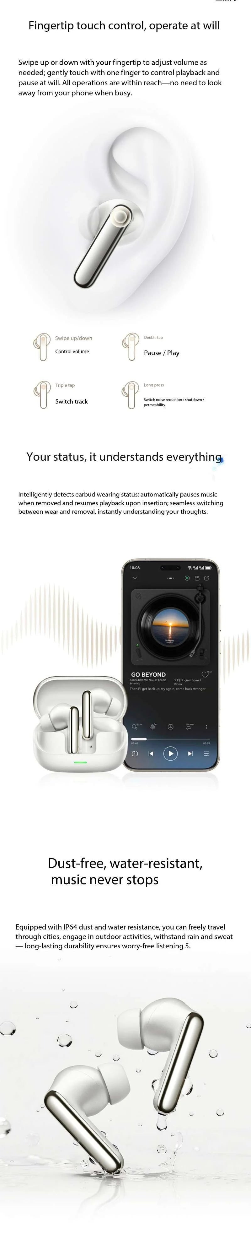 Original Honor Earbuds 4 Wireless Bluetooth ANC HiFi IP54 Waterproof Long Battery In Ear Sport Gaming Headphones For Smartphones