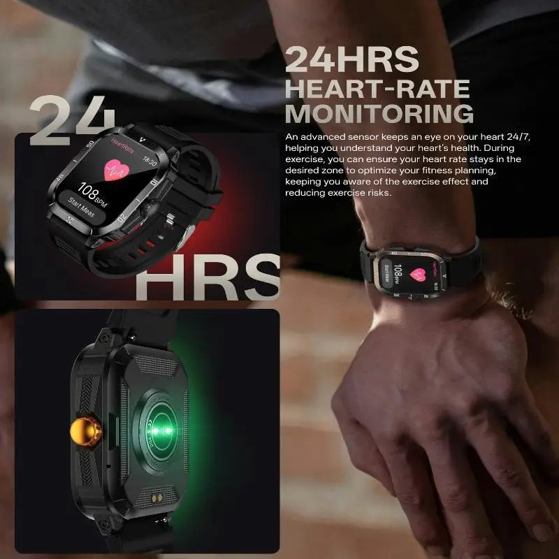 Men Sports Smart Watch 2.19'' Screen Blood Oxygen Bluetooth Talking Watch Multi Sports Modes IP67 Waterproof Outdoor Smart Watch