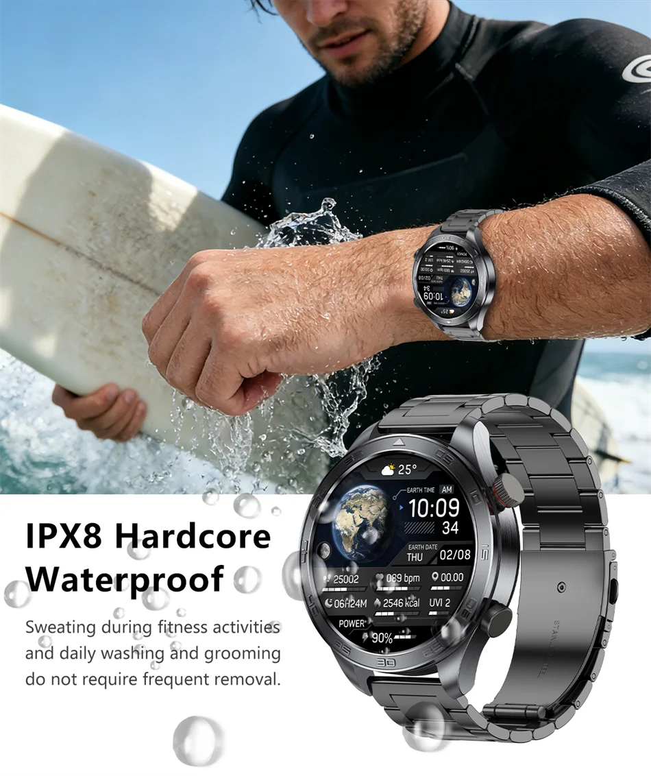 New GPS Track Smart Watch Men AMOLED Screen Outdoor Sports Fitness Heart Rate Compass IP68 Waterproof Bluetooth Call Smart Watch