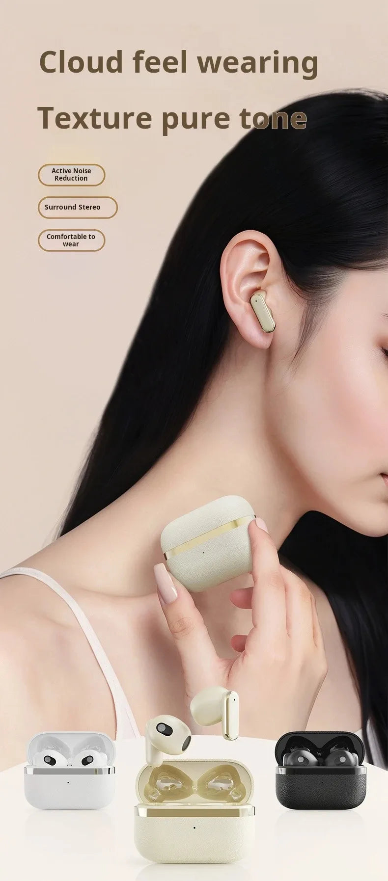 Wireless In-ear ANC Bluetooth Earbuds Noise Cancelling Long Battery Life Comfortable for Sports Music Sound Earphone With Mic