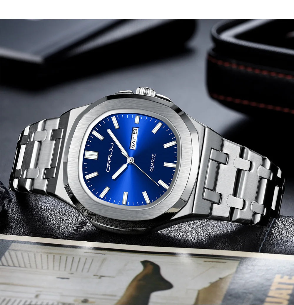 Watches for Men Analog Quartz Men's Wristwatch Luxury Casual Business Men's Watch Waterproof Stainless Steel Gift for Him