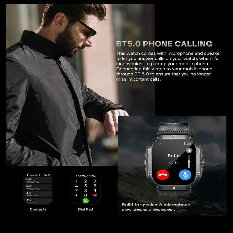 Men Sports Smart Watch 2.19'' Screen Blood Oxygen Bluetooth Talking Watch Multi Sports Modes IP67 Waterproof Outdoor Smart Watch