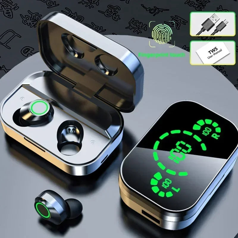 Wireless Bluetooth 5.4 Earbuds Semi-in-ear Design Endurance Battery Earphones With Mic Display Companion for Active Lifestyles