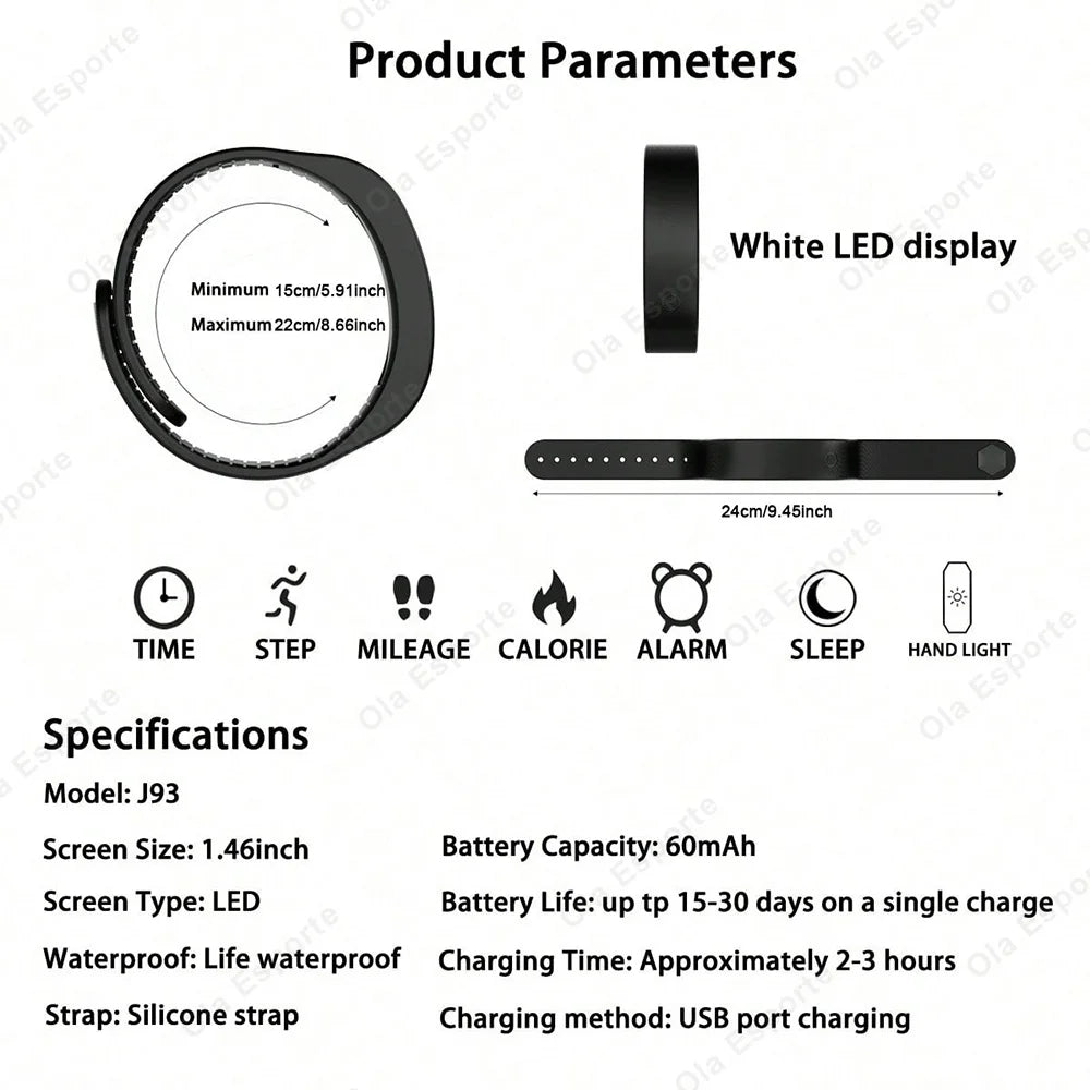 Smart Bracelet LED Digital Waterproof Smart Clock Smartband Running Pedometer Monitor Smart Band Vibration Alarm Reminder HT30
