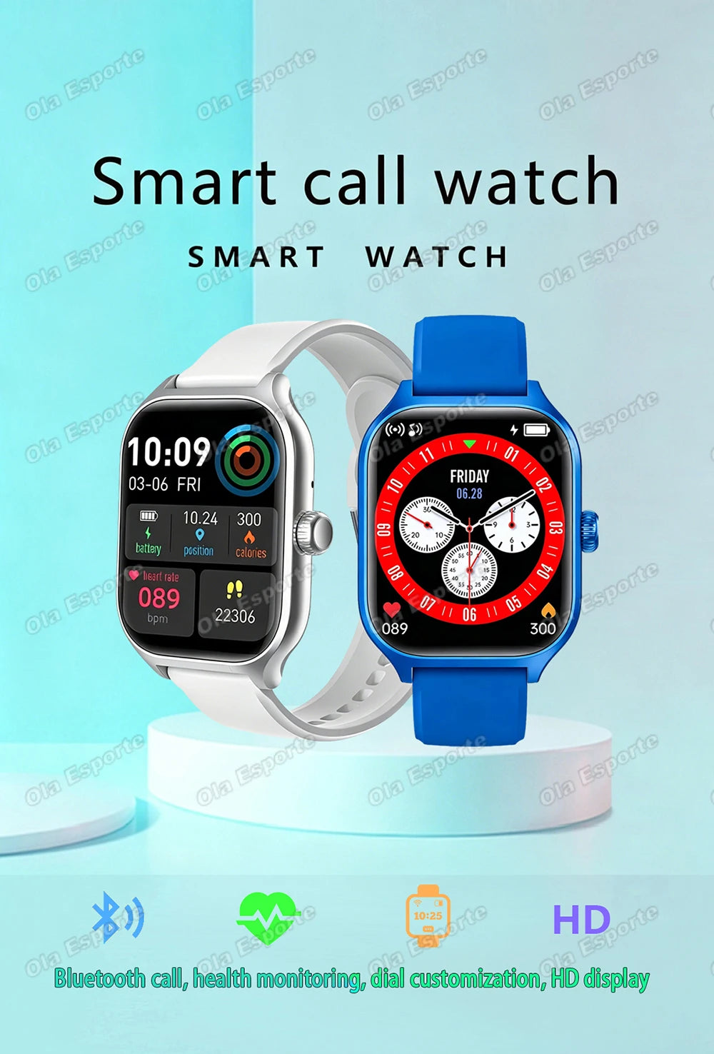 2026 New Smart Watch For Android IOS 2.01Inch Color Screen Bluetooth Call Blood Oxygen/Pressure Monitoring Smart Watch Women Men