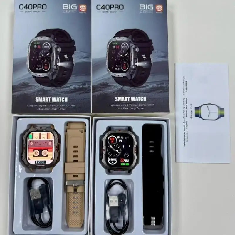 Men Sports Smart Watch 2.19'' Screen Blood Oxygen Bluetooth Talking Watch Multi Sports Modes IP67 Waterproof Outdoor Smart Watch