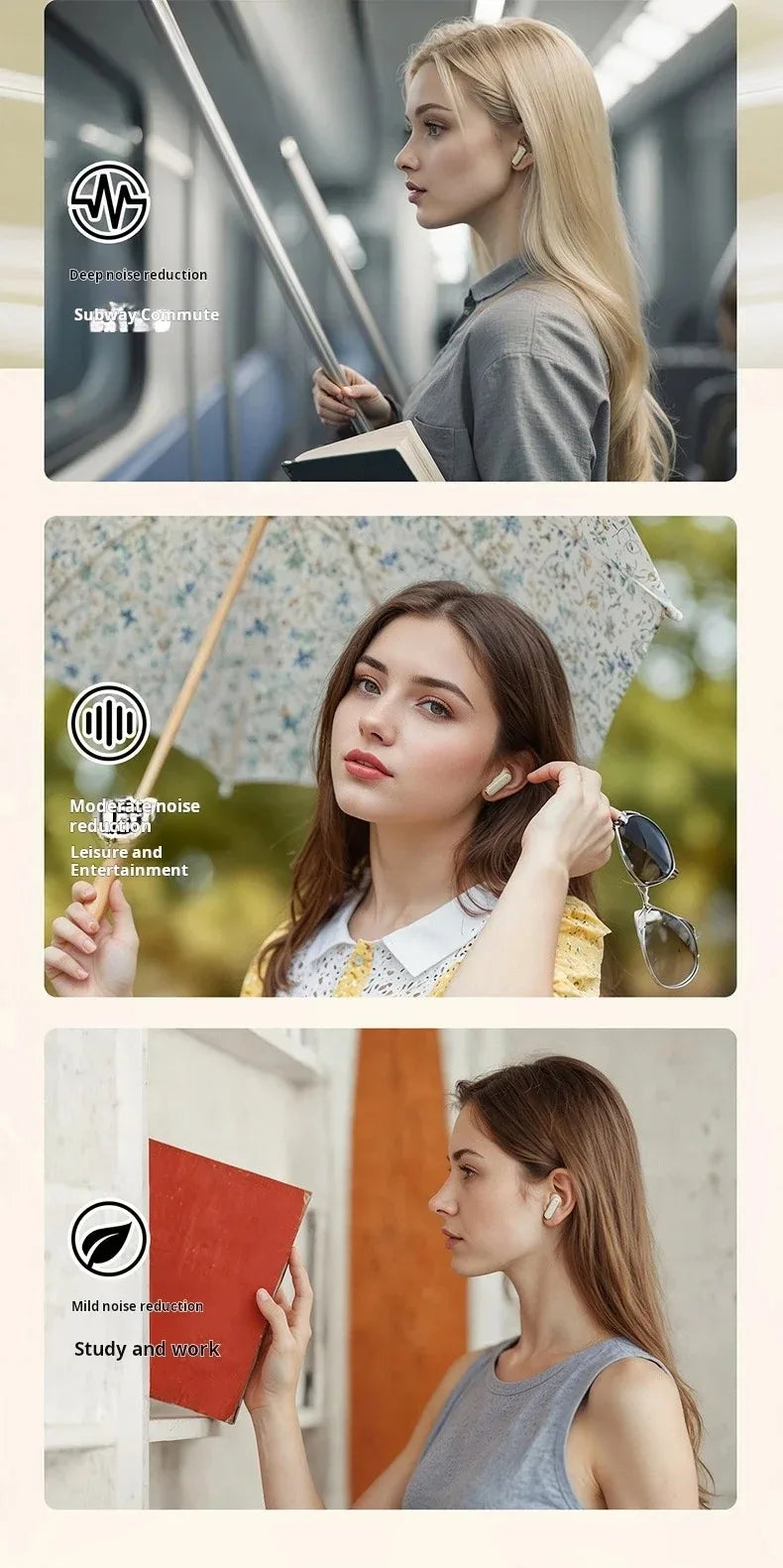 Wireless In-ear ANC Bluetooth Earbuds Noise Cancelling Long Battery Life Comfortable for Sports Music Sound Earphone With Mic