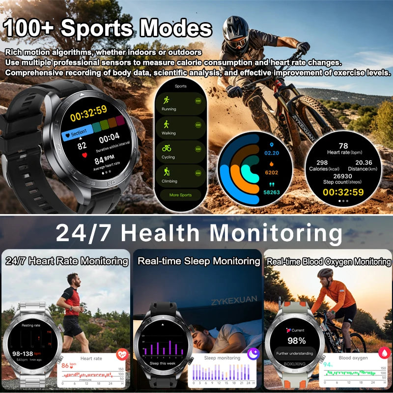 New GPS Track Smart Watch Men AMOLED Screen Outdoor Sports Fitness Heart Rate Compass IP68 Waterproof Bluetooth Call Smart Watch