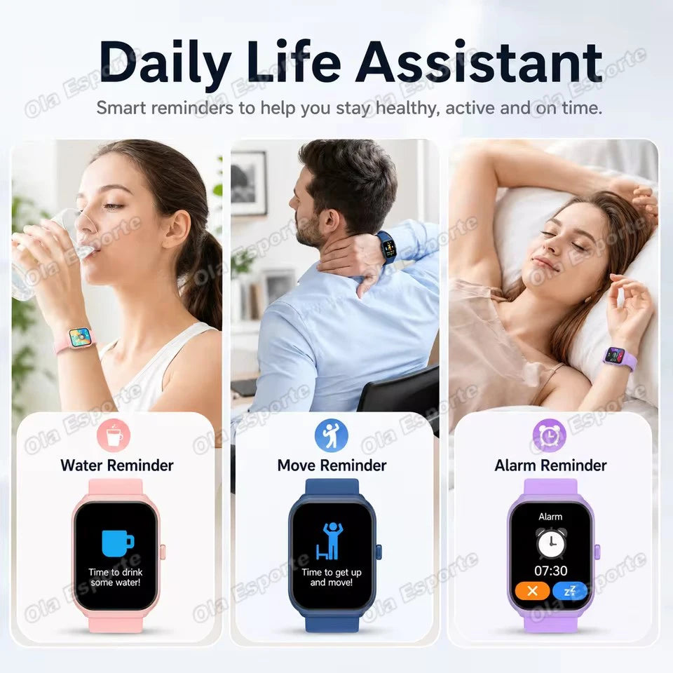 2026 New Smart Watch For Android IOS 2.01Inch Color Screen Bluetooth Call Blood Oxygen/Pressure Monitoring Smart Watch Women Men
