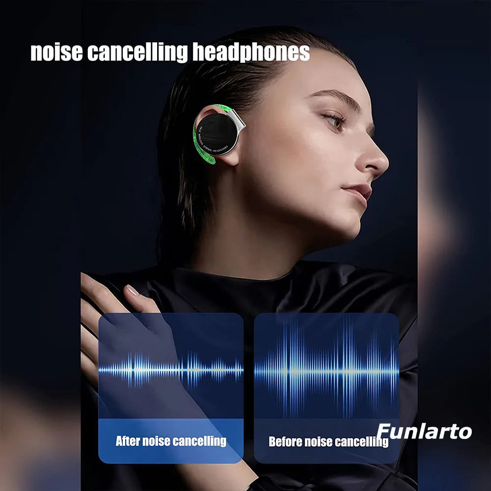 TWS Wireless Headphones Not in-Ear Bluetooth Earphones Night Running Lights Headsets Reduce Noise HD CallS Earbuds Life With MIC